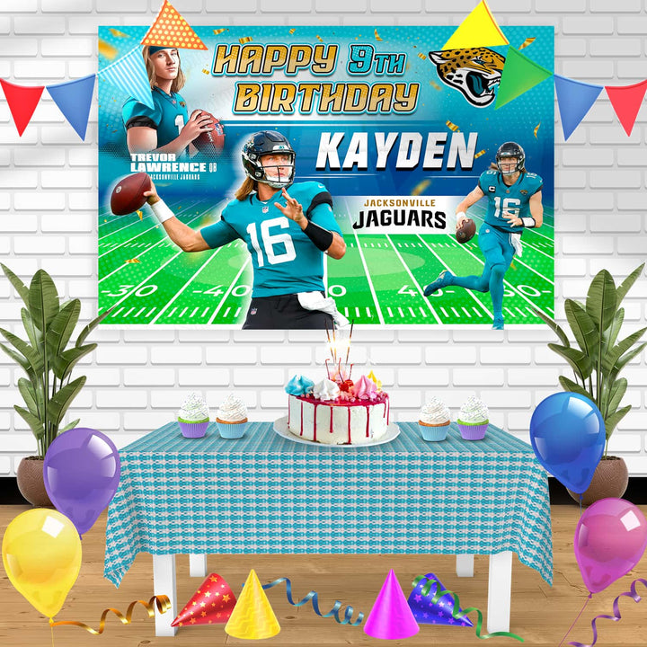 Trevor Lawrence NFL Jacksonville Jaguars Birthday Banner Personalized Party Backdrop Decoration