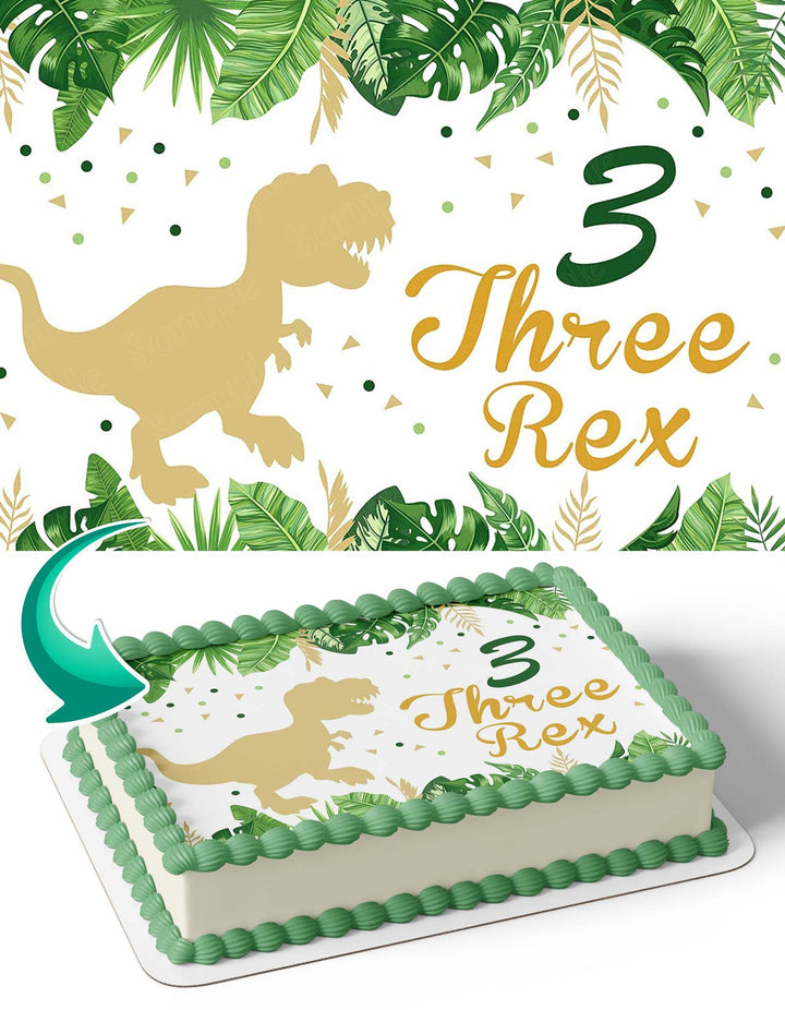 Trex Three Rex Birthday 3rd Birthday Edible Cake Toppers