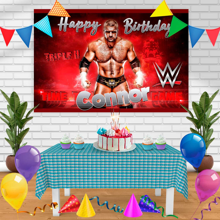 TRIPLE H Birthday Banner Personalized Party Backdrop Decoration