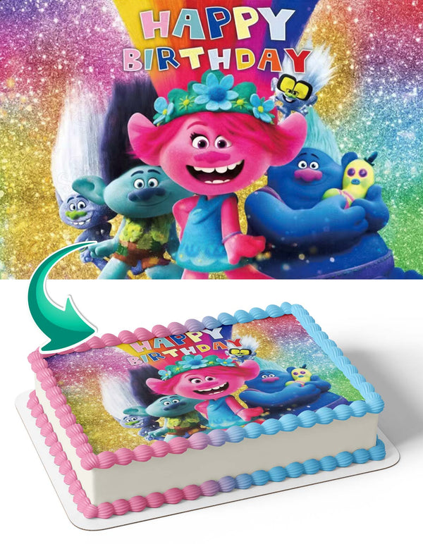 Trolls Glitter MB Edible Cake Toppers