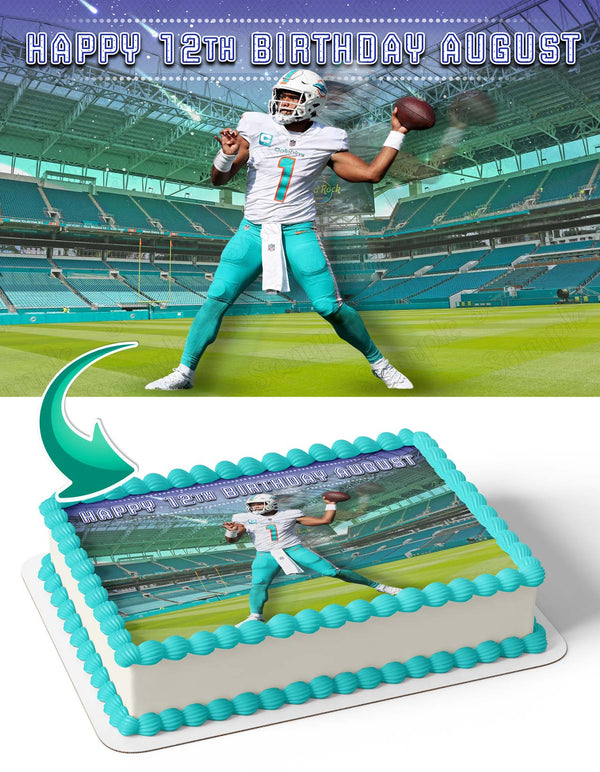 Tua Tagovailoa Miami Dolphins Edible Cake Toppers