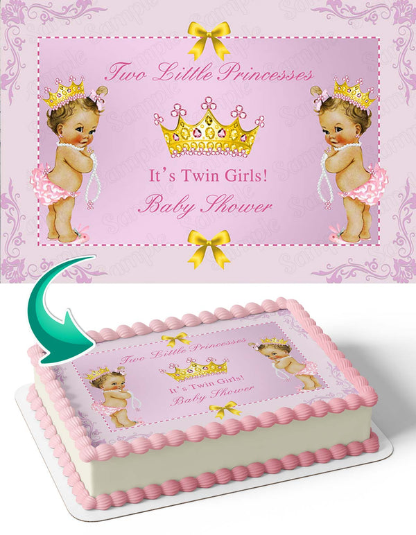 Two Little Princesses Its Twins Girls Baby ShowerTGB Edible Cake Toppers