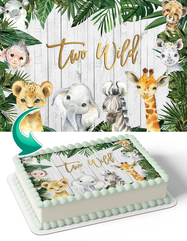 Two Wild Baby Jungle Safari Animals Edible Cake Toppers