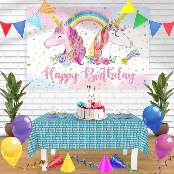 Unicorn Horse Rainbow Bn Birthday Banner Personalized Party Backdrop Decoration