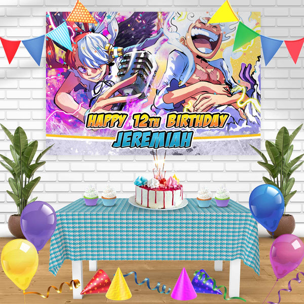 Uta Monkey D Luffy Gear 5 One Piece Bn Birthday Banner Personalized Party Backdrop Decoration