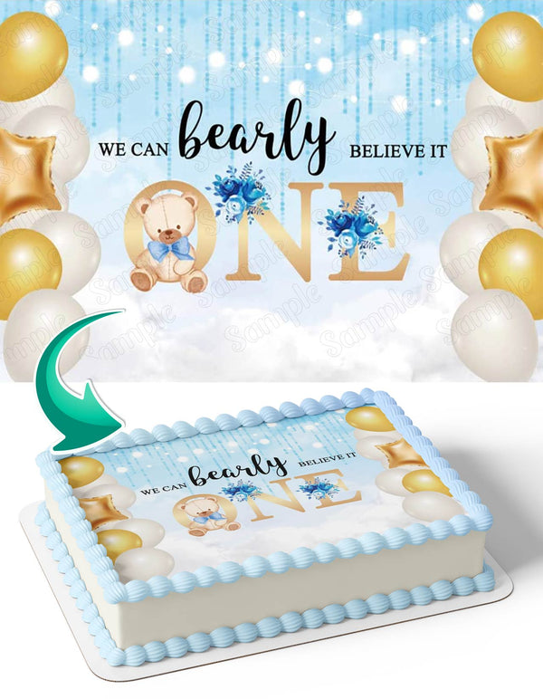 We Can Bearly Believe It One Year Baby Boy Edible Cake Toppers
