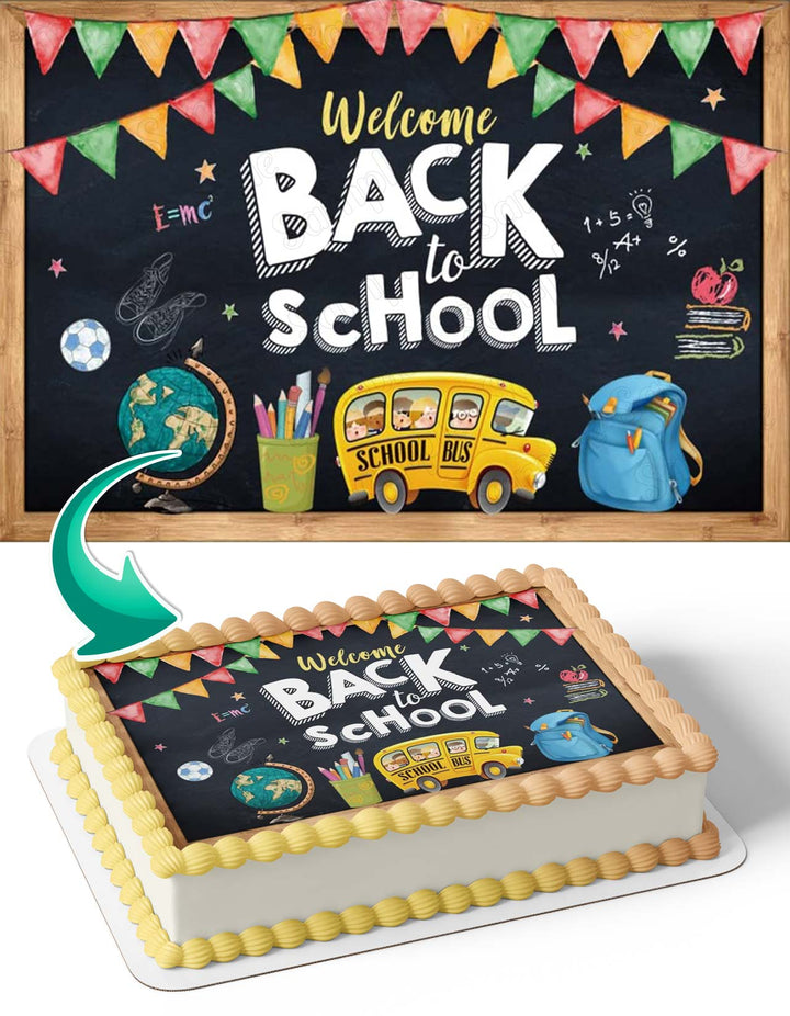 Welcome Back To School School Bus Edible Cake Toppers