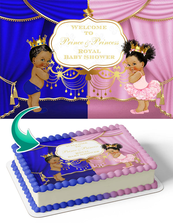 Welcome to Prince Princess Royal Baby Shower African AmericanAMB Edible Cake Toppers