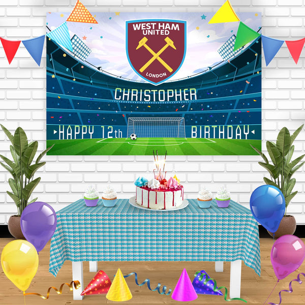 West Ham United FC Birthday Banner Personalized Party Backdrop Decoration