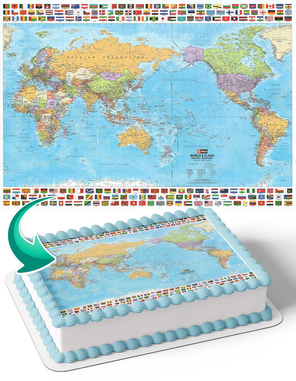 World Map Glove Earth Edible Cake Toppers