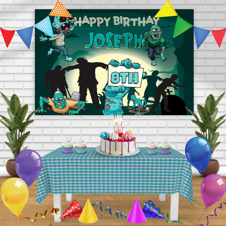Zombie Birthday Banner Personalized Party Backdrop Decoration