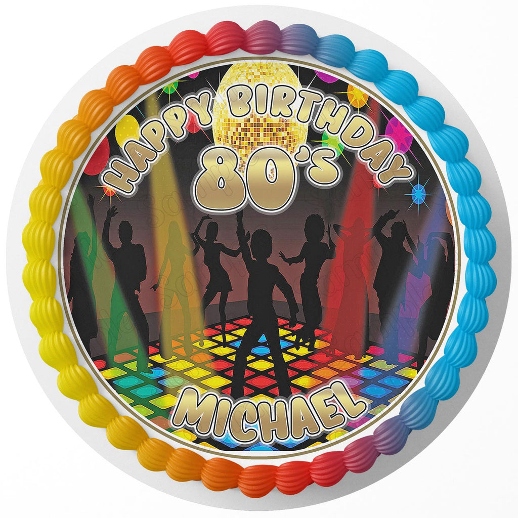 80s Disco Party Rd Edible Cake Toppers Round