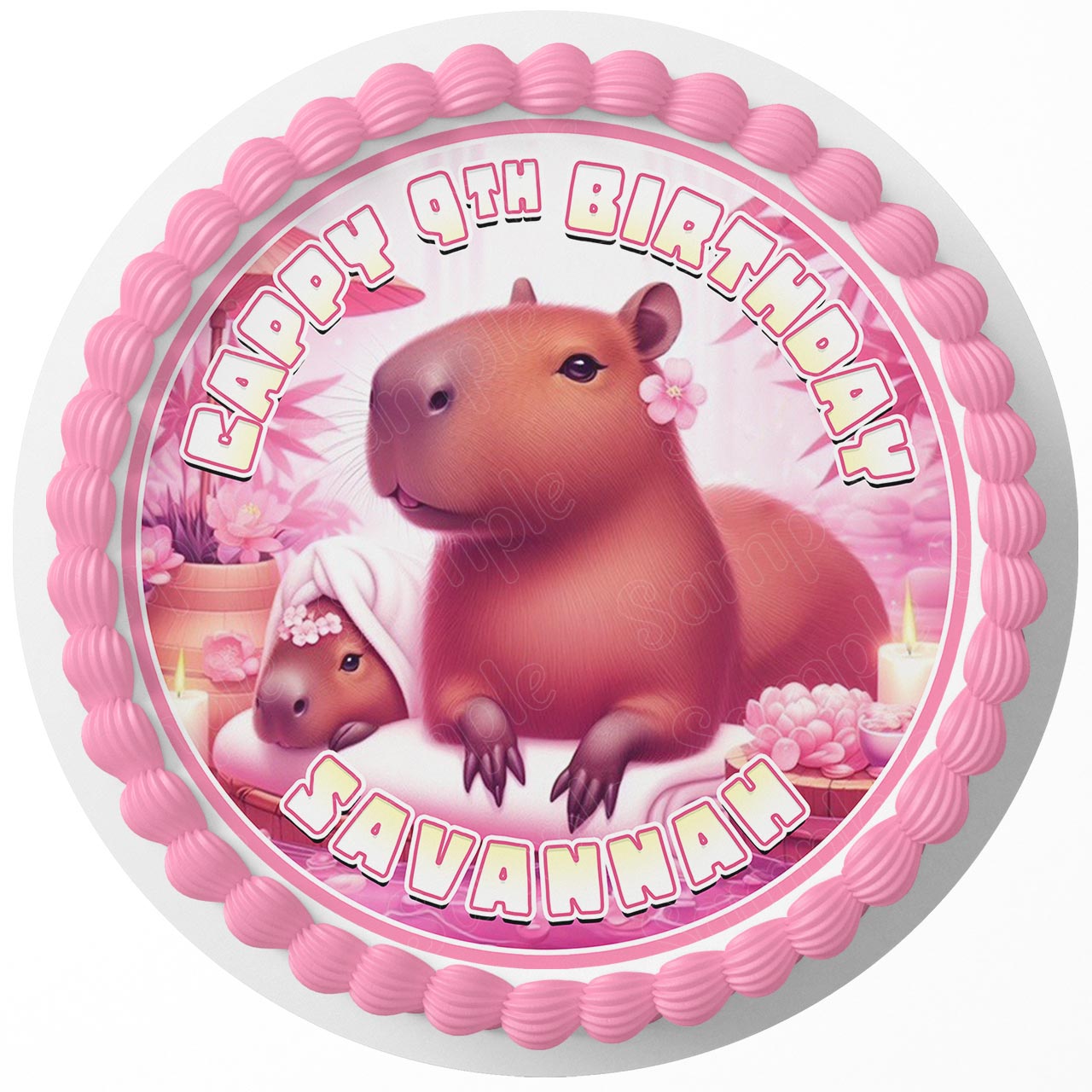 Cappy Birthday Capybara Spa Rd Edible Cake Toppers Round Cakecery