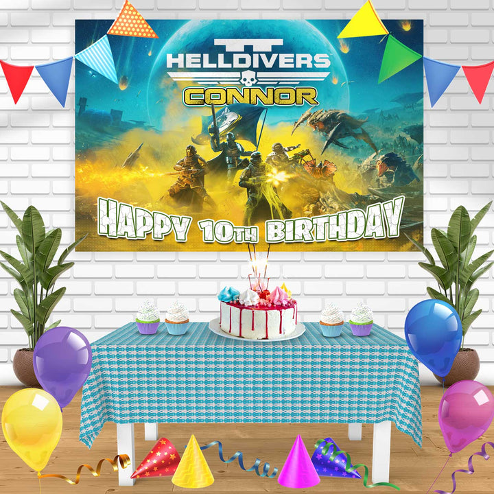 Hell Divers Bn Birthday Banner Personalized Party Backdrop Decoration