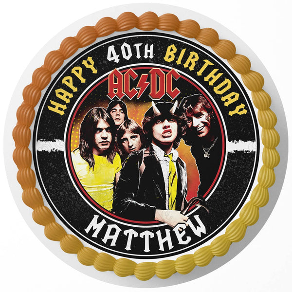 ACDC Rock Band Rd Edible Cake Toppers Round