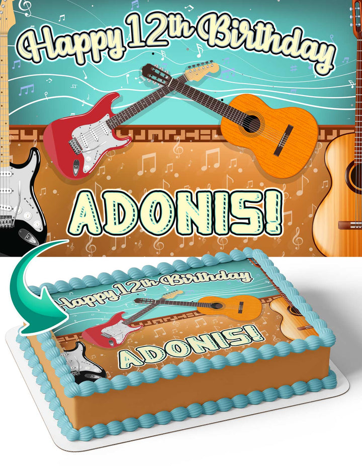 Acoustic Guitar Electric Guitar Edible Cake Toppers