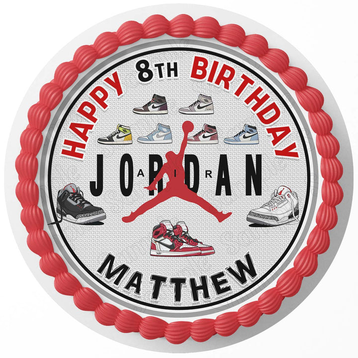 Air Jordan Sneakers JL Rd Edible Cake Toppers Round