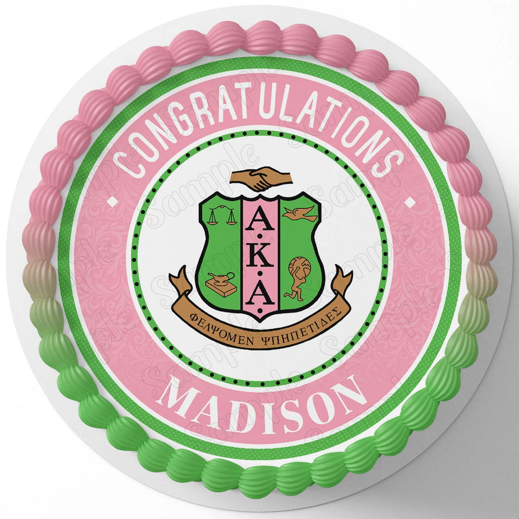Alpha Kappa Alpha Edible Cake Toppers Round