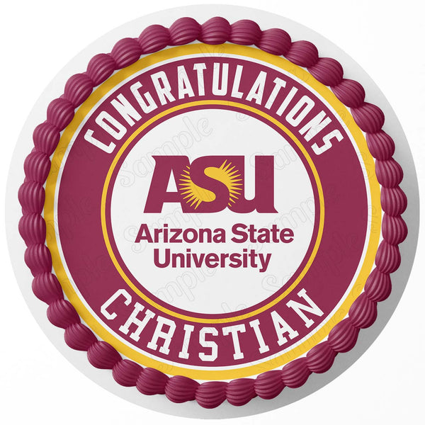 Arizona State University Edible Cake Toppers Round