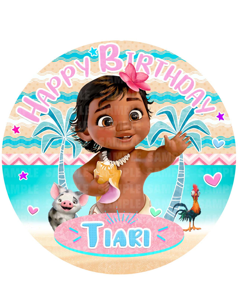 Baby Moana Edible Cake Toppers Round