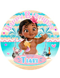Baby Moana Edible Cake Toppers Round