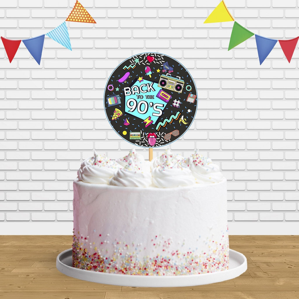 Back To 90s Party Disco Retro Nostalgia Cake Topper Centerpiece Birthday Party Decorations
