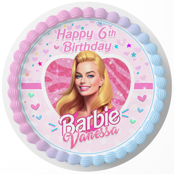 Barbie Movie Rd 2023 Edible Cake Toppers Round