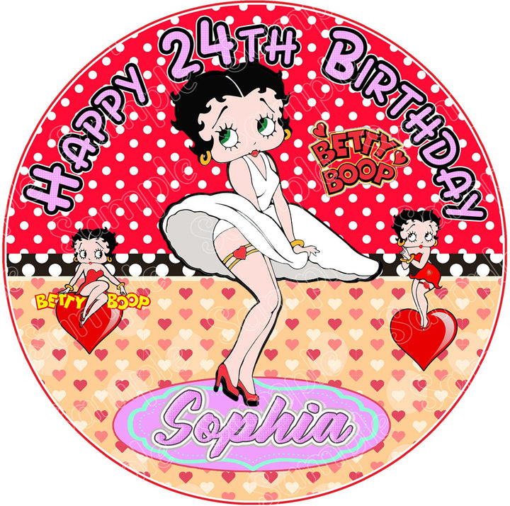 Betty Boop Round Edible Cake Toppers Round