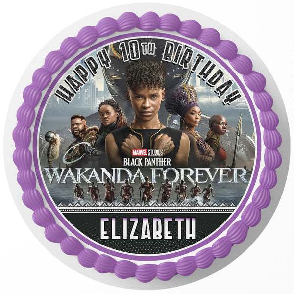 Black Panther Wakanda Forever Rd Edible Cake Toppers Round