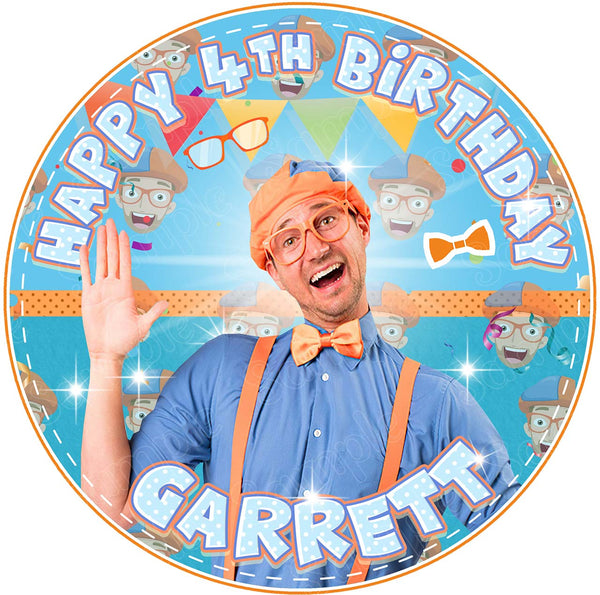 Blippi Orange RD Edible Cake Toppers Round