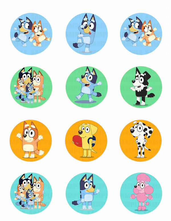 Bluey Bingo Edible Cupcake Toppers