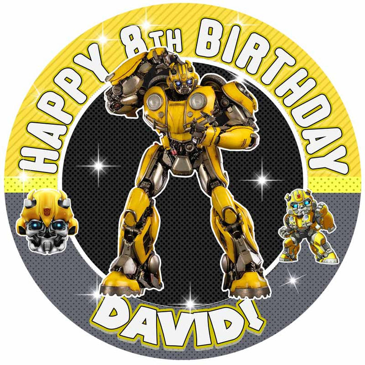 Bumblebee Transformer Edible Cake Toppers Round