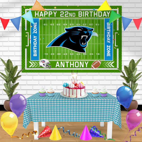Carolina Panthers Birthday Banner Personalized Party Backdrop Decoration