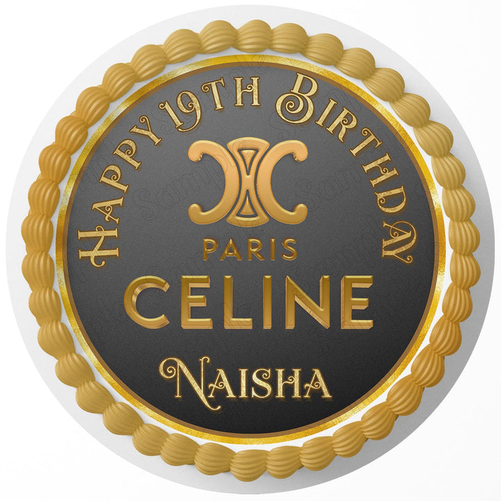Celine Luxury Fashion Rd Edible Cake Toppers Round
