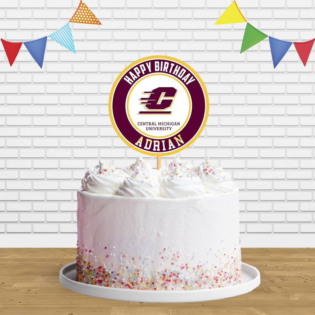Central Michigan Chippewas Cake Topper Centerpiece Birthday Party Decorations