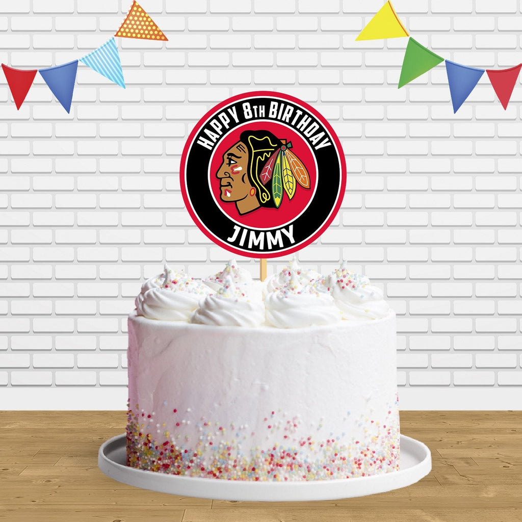 Chicago Blackhawks Cake Topper Centerpiece Birthday Party Decorations