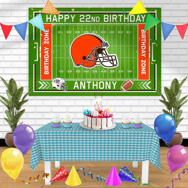 Cleveland Browns Birthday Banner Personalized Party Backdrop Decoration