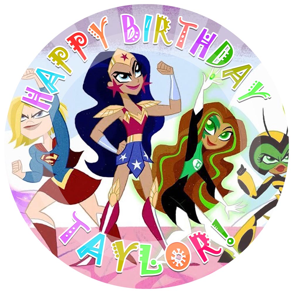 DC Super Hero Girls Edible Cake Toppers Round