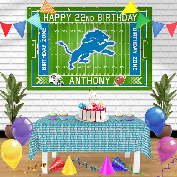 Detroit Lions Birthday Banner Personalized Party Backdrop Decoration