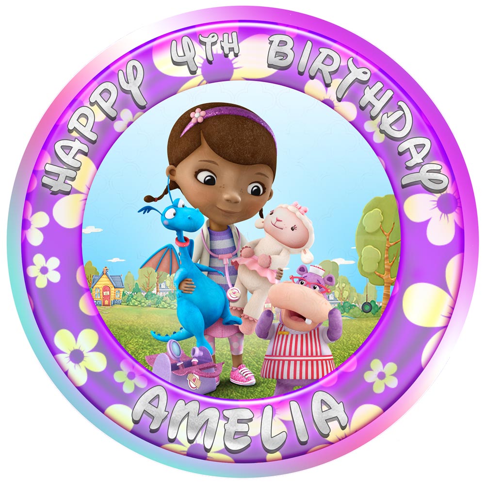 KAPOKKU Happy Birthday Cartoon Cake Topper for Doc Mcstuffins Theme Little  Girl Birthday Party Decorations : Amazon.com.au: Pantry Food & Drinks