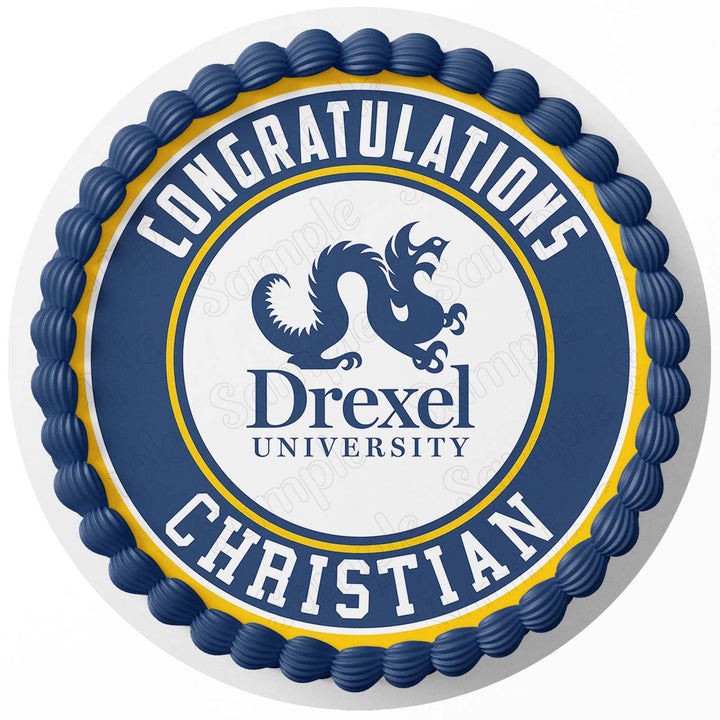 Drexel University Edible Cake Toppers Round