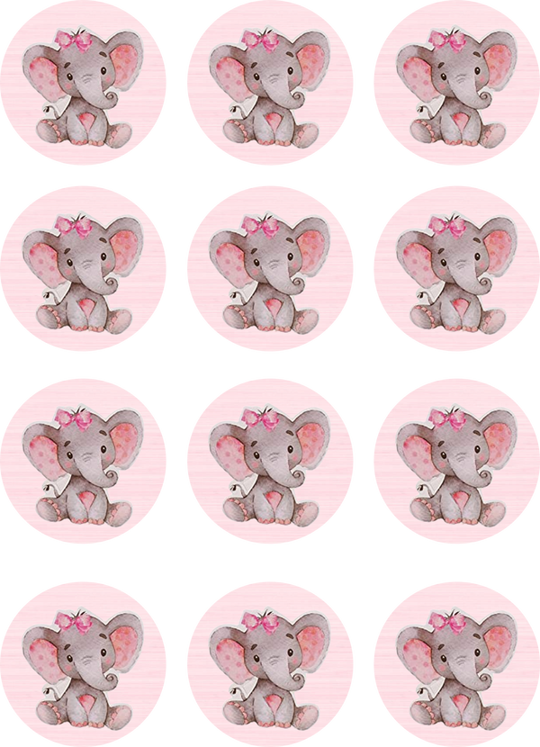 elephant pink Edible Cupcake Toppers