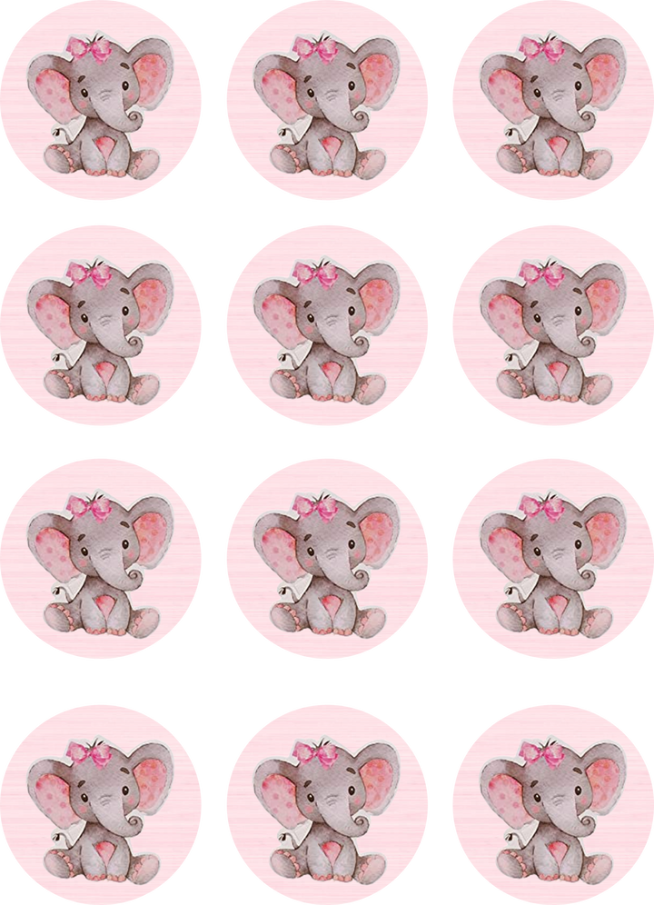 elephant pink Edible Cupcake Toppers