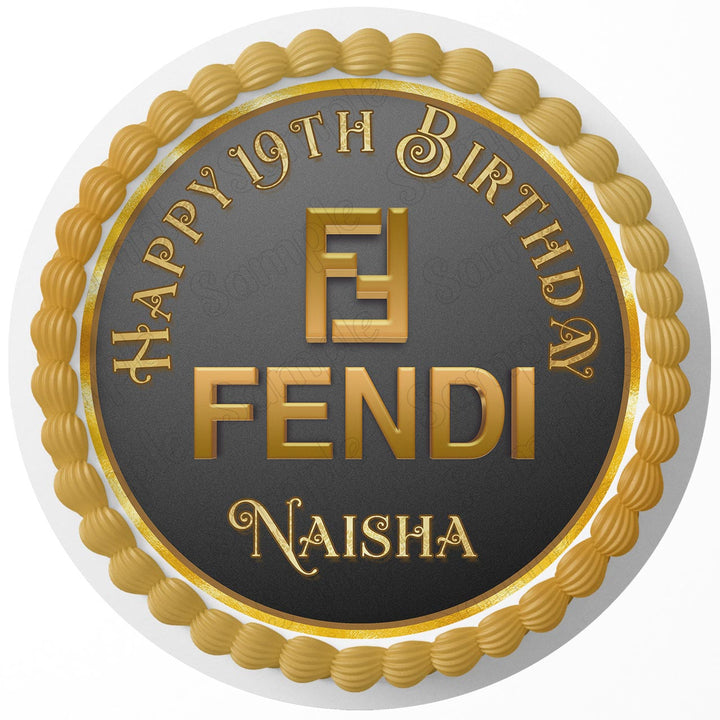Fendi Luxury Fashion Rd Edible Cake Toppers Round