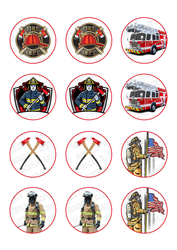 Firefighter Edible Cupcake Toppers