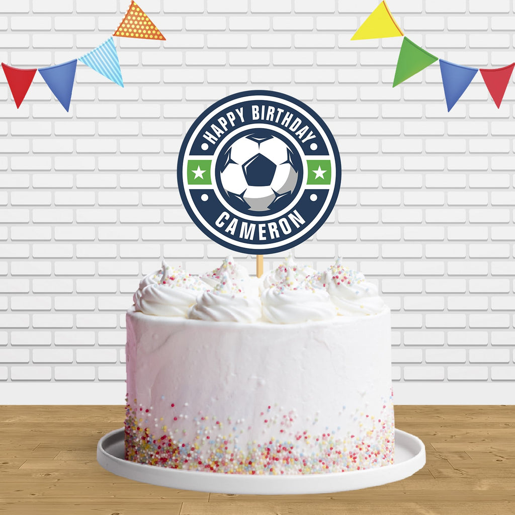 Soccer Themed Round Edible Cake Topper – Deezee Designs