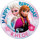 Frozen D Edible Cake Toppers Round