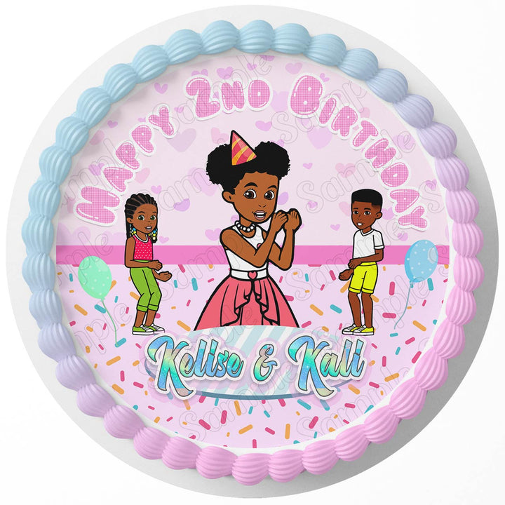 Gracies Corner Pink RD Edible Cake Toppers Round