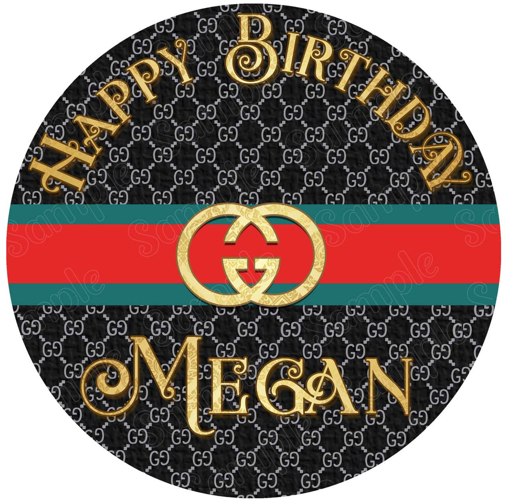 Gucci Black Edible Cake Toppers Round