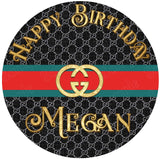 Gucci Black Edible Cake Toppers Round